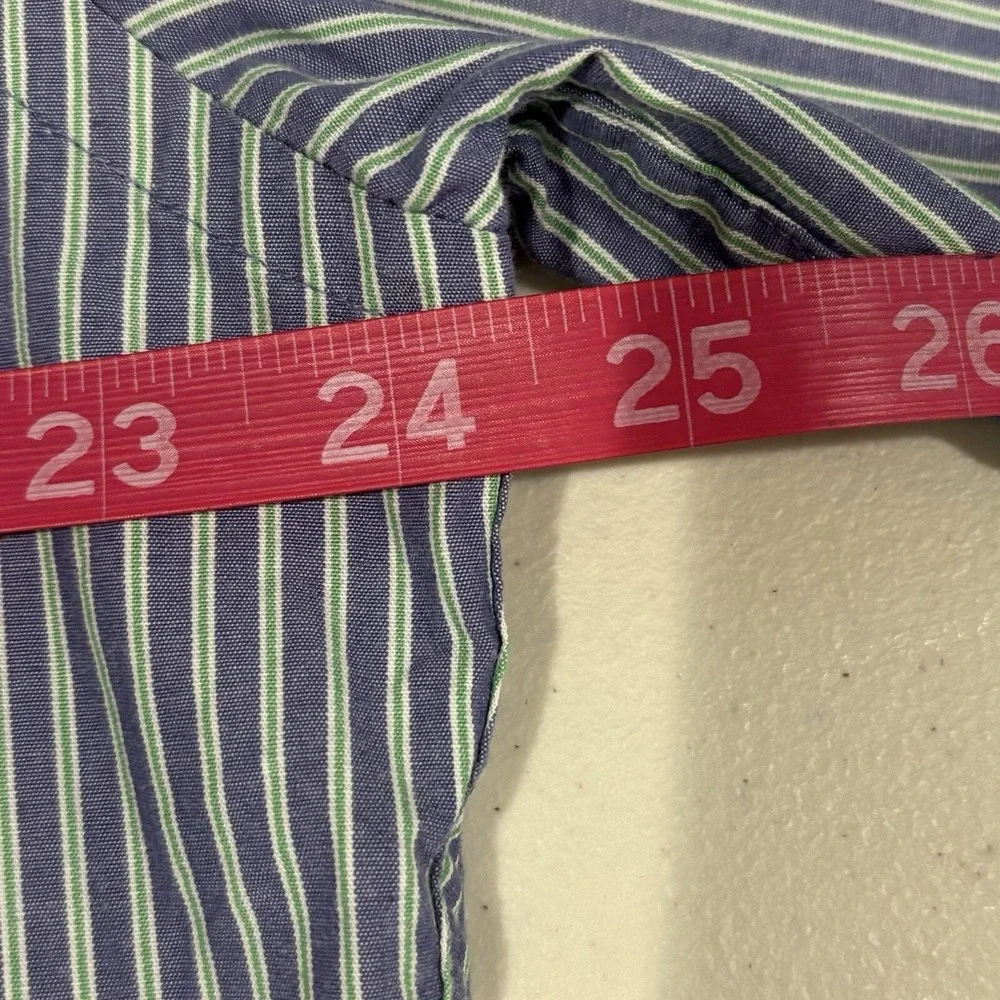 J. Crew Shirtings NWT Washed‎ Casual Blue Green Striped Button Down Shirt XL